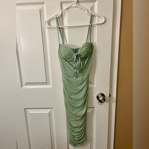 Sage green mesh cami dress